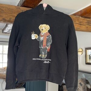 Ralph Lauren Black Hoodie with Polo Bear Graphic